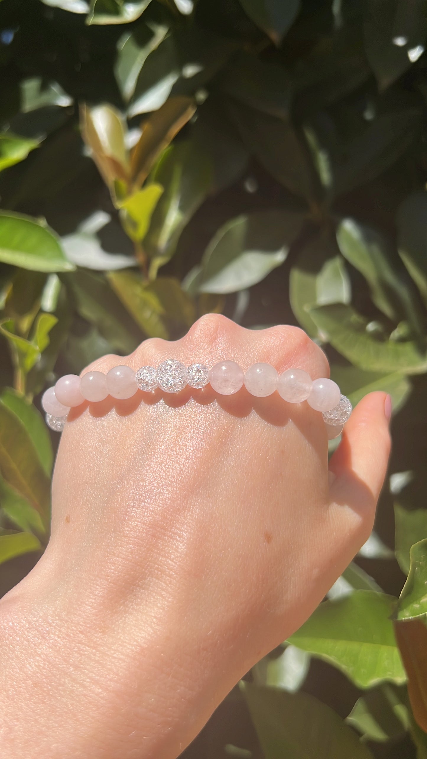 Self-Love, Relationships, Heart healing • Rose Quartz, Glass • Bracelet