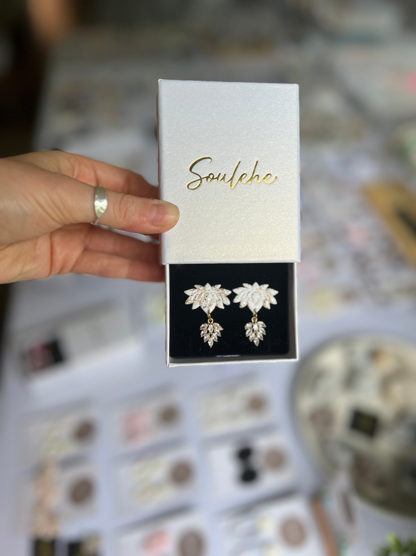 Gold Flower • Earrings • Polymer Clay