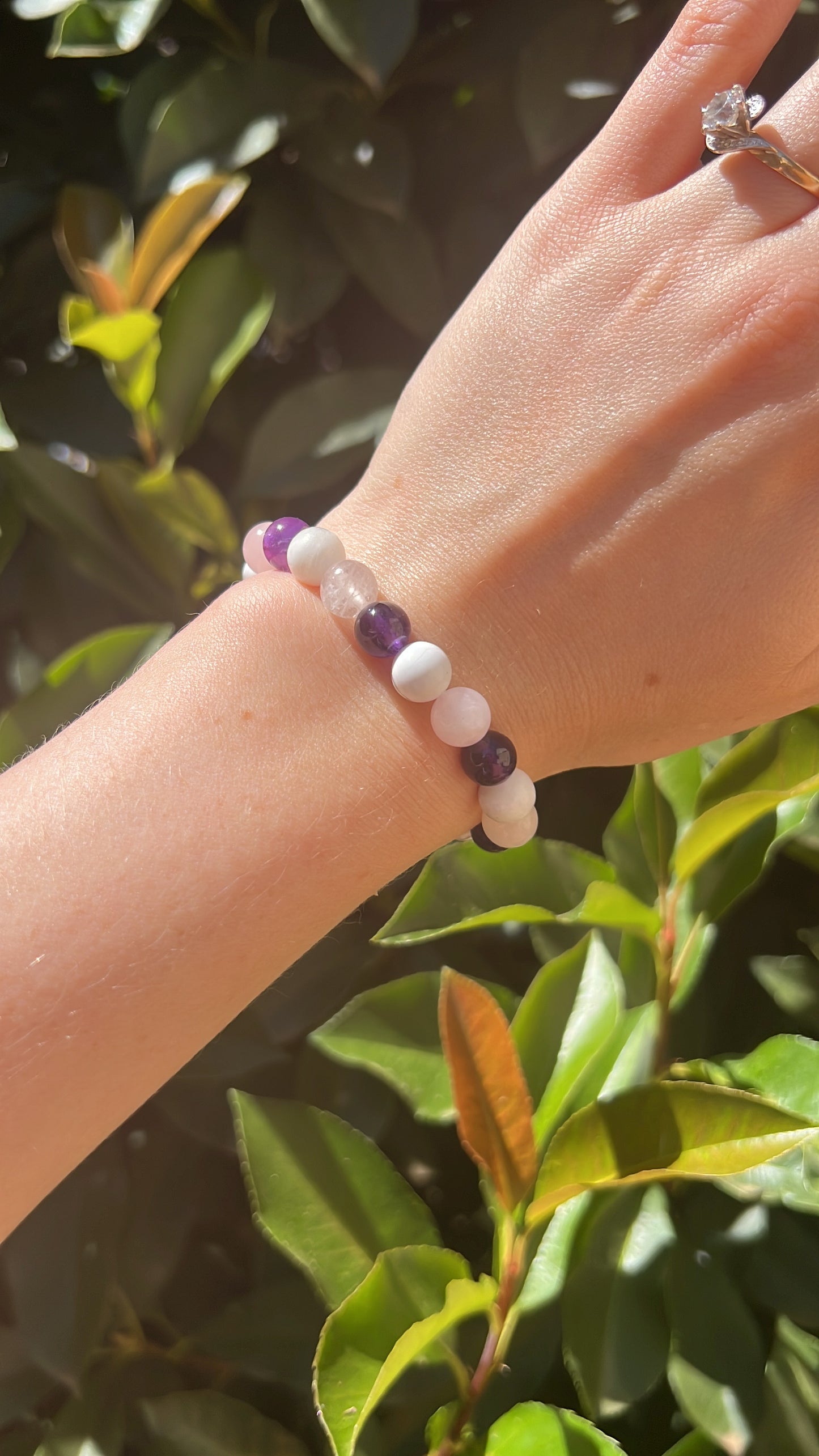 rose quartz howlite amethyst bracelet natural stone