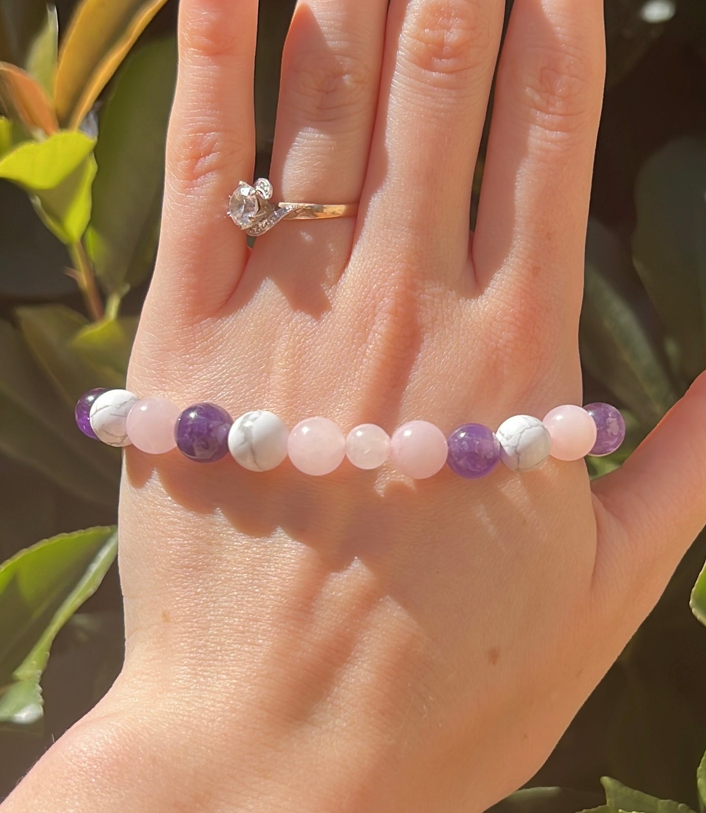 rose quartz howlite amethyst bracelet natural stone