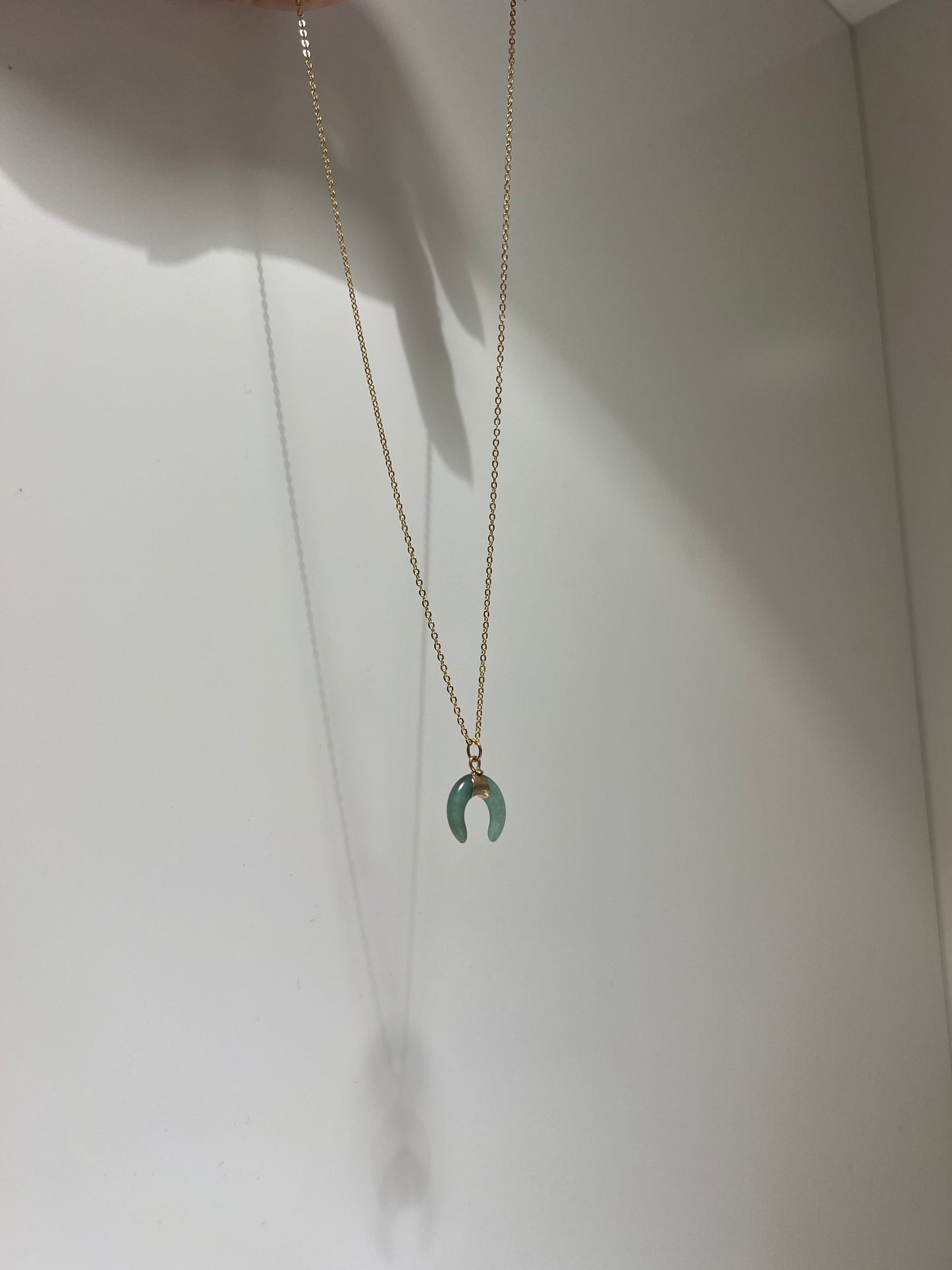 Green Moon • Necklace • Green Aventurine & 14K Gold Plated