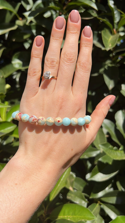 Blue Snakeskin Jaspers Shoushan crystal natural stone bracelet 
