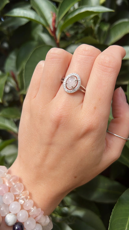 Rose Quartz Oval •  925 Sterling Silver