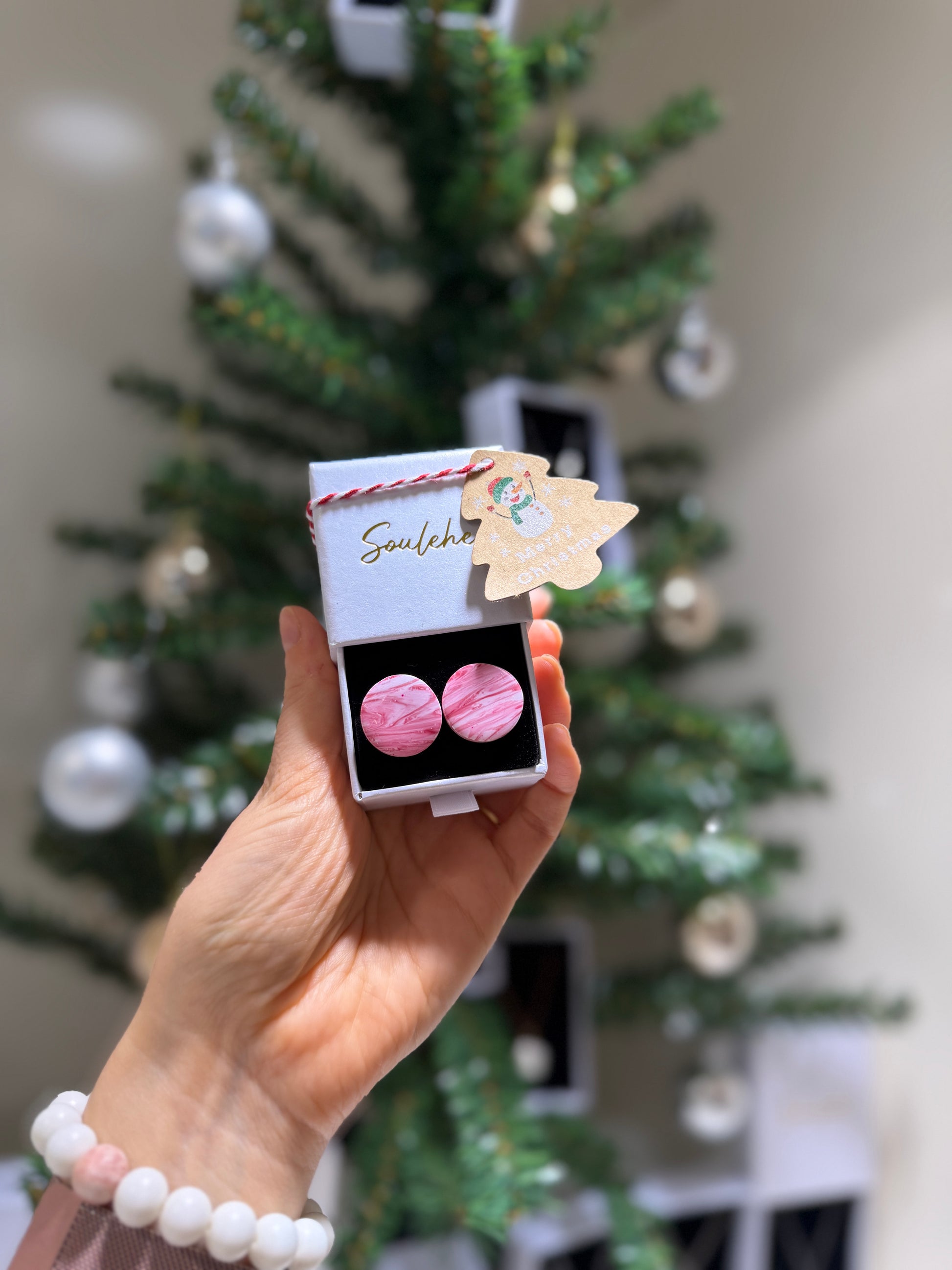 Candy Cane style Stud Earrings