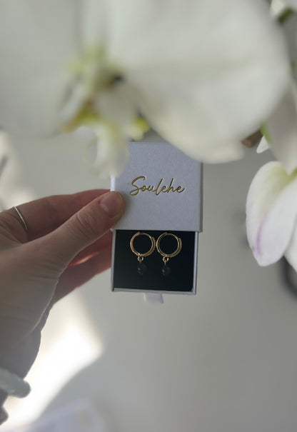 Powerful Protection • Earrings •  Silver Obsidian & 14k Gold Plated