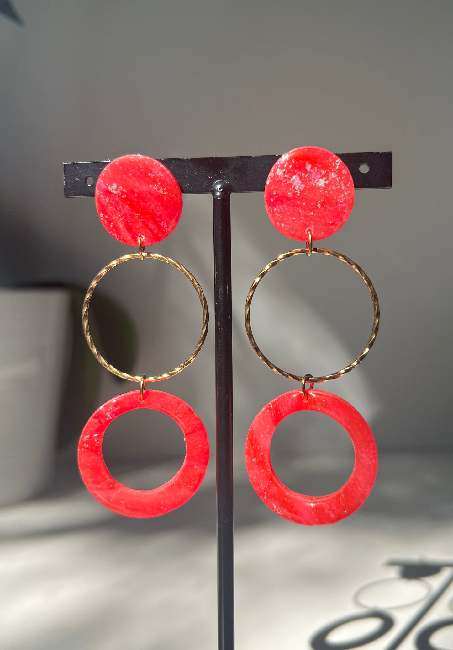 Crimson Triple • Luxurious Artisan Earrings