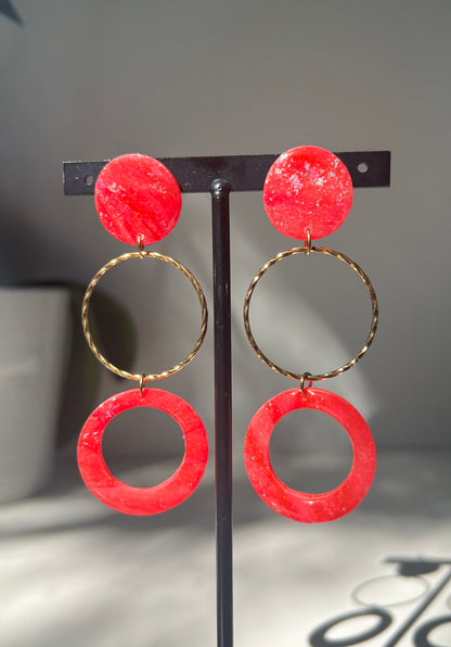 Crimson Triple • Luxurious Artisan Earrings