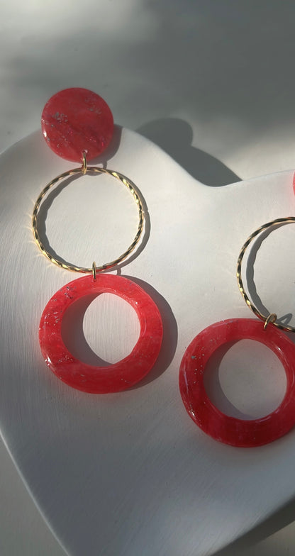 Crimson Triple • Luxurious Artisan Earrings