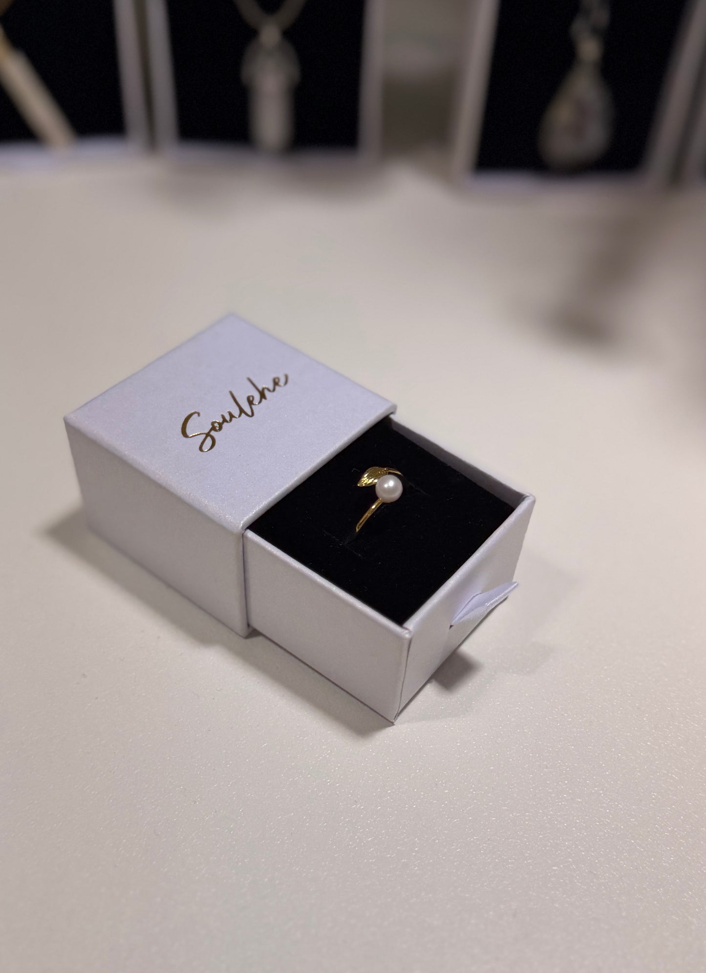 Leaf Pearl Ring