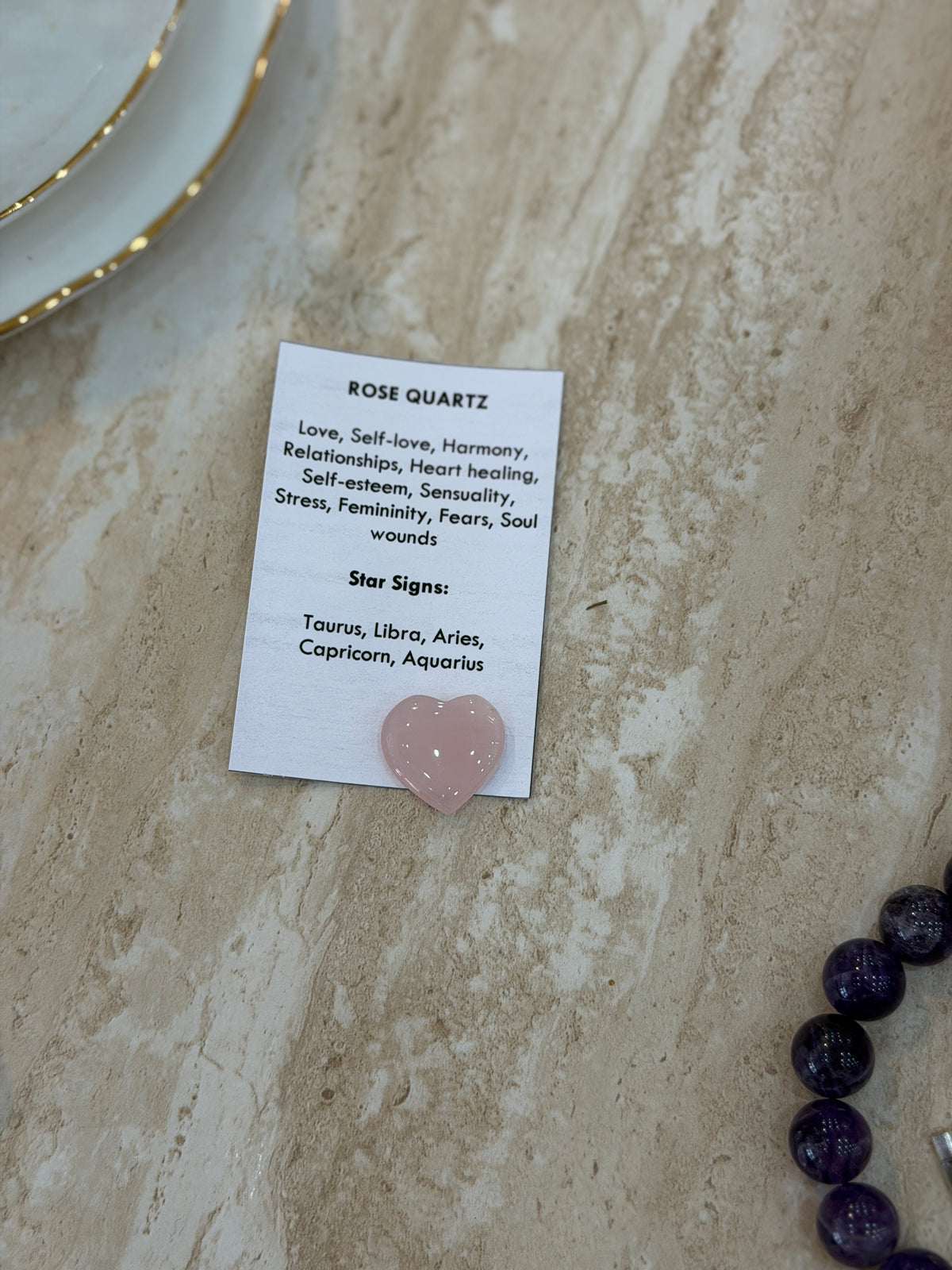 Heart Rose Quartz stone