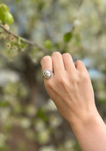 Howlite Oval • Ring  • 925 Sterling Silver