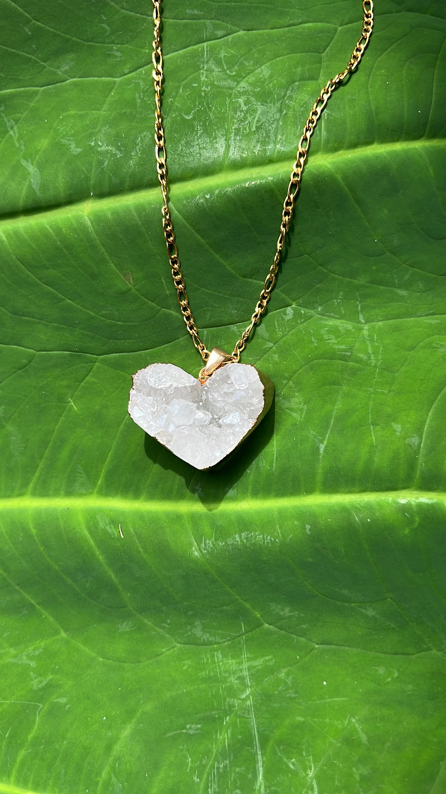 Druzy White Agate Heart • 18K Gold Plated