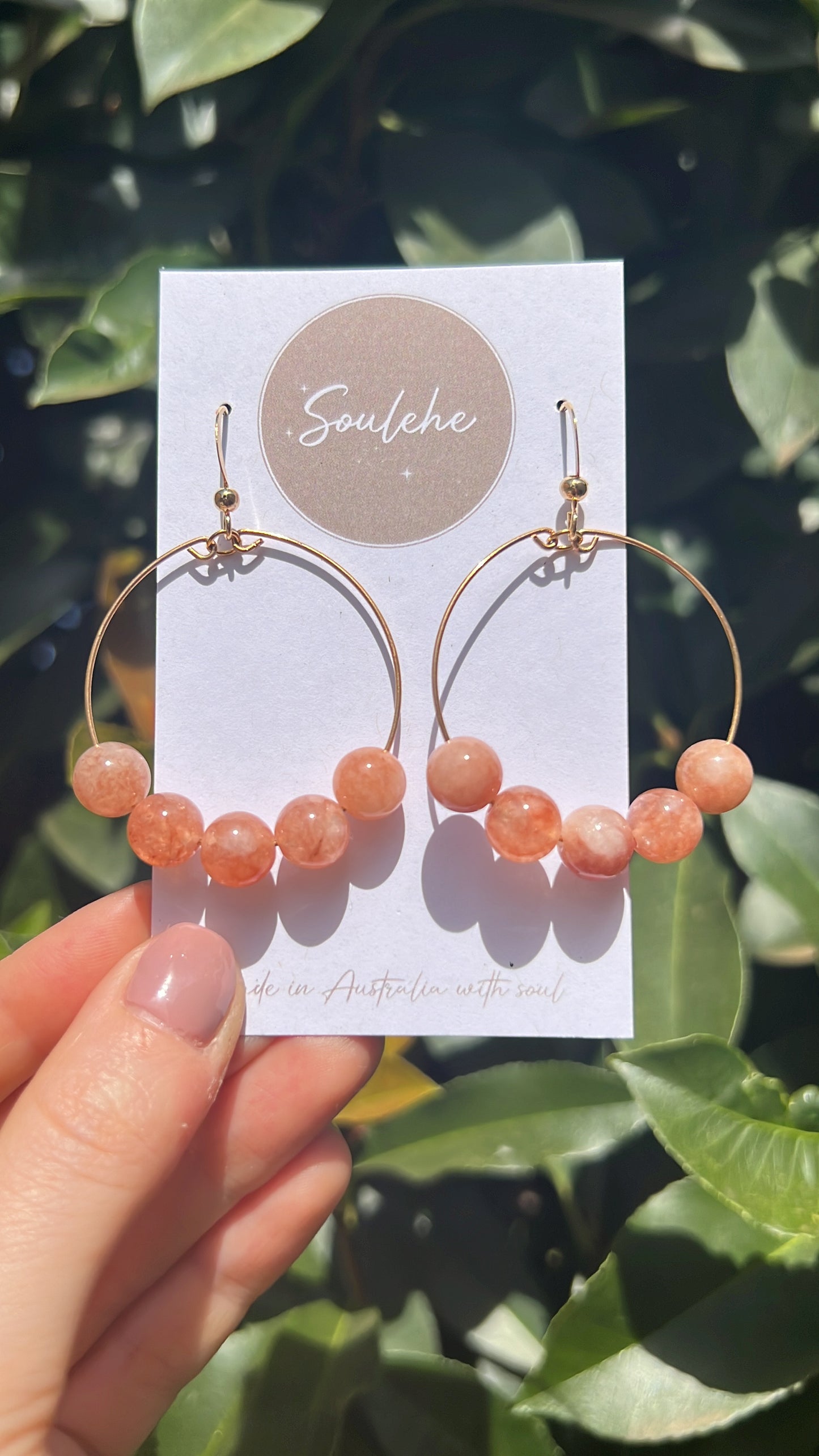 sunstone natural crystal stone earrings