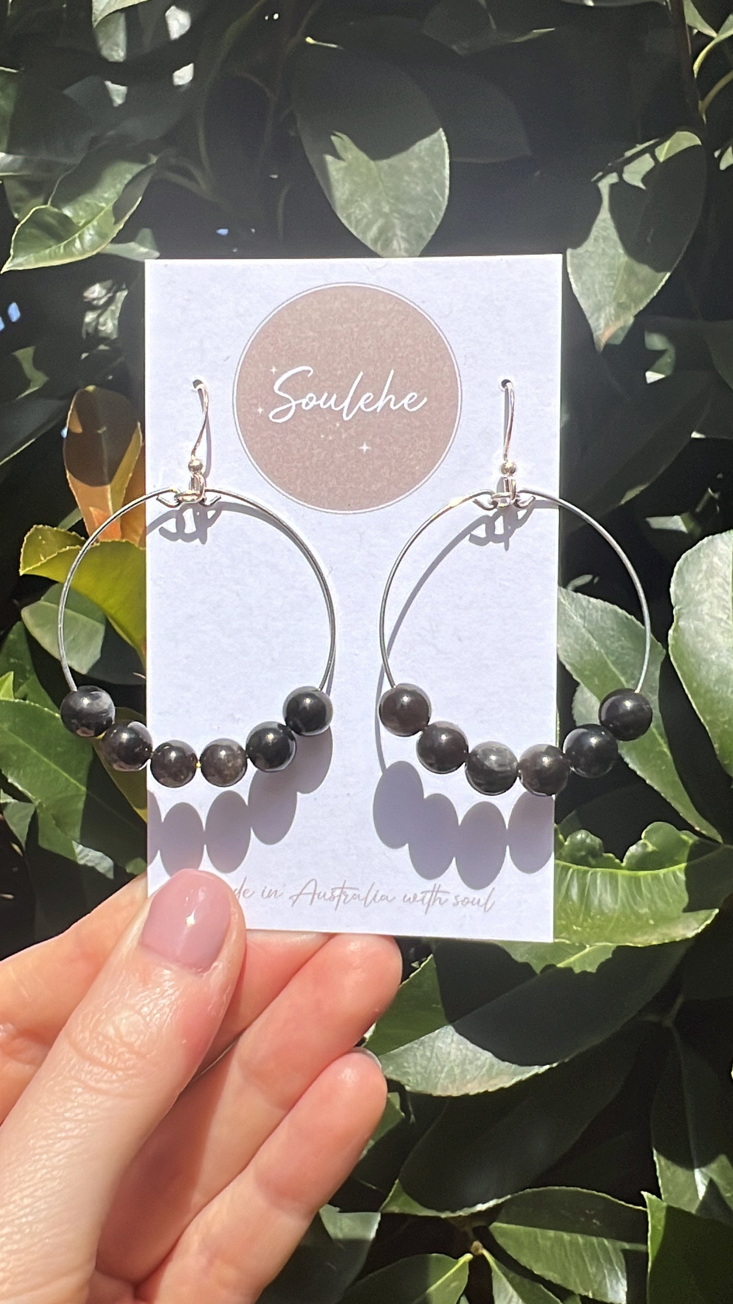 obsidian earrings crystal natural stone earrings