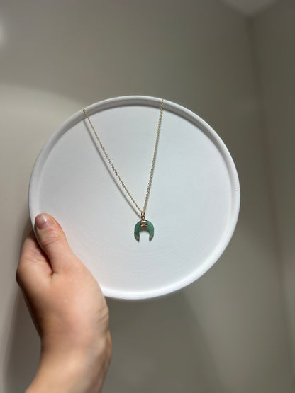 Green Moon • Necklace • Green Aventurine & 14K Gold Plated