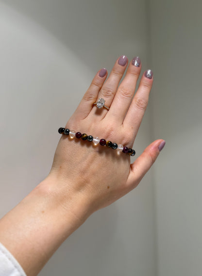 Tiger Eye, Clear Quartz, Garnet and Hematite bracelet, handmade – Soulehe.