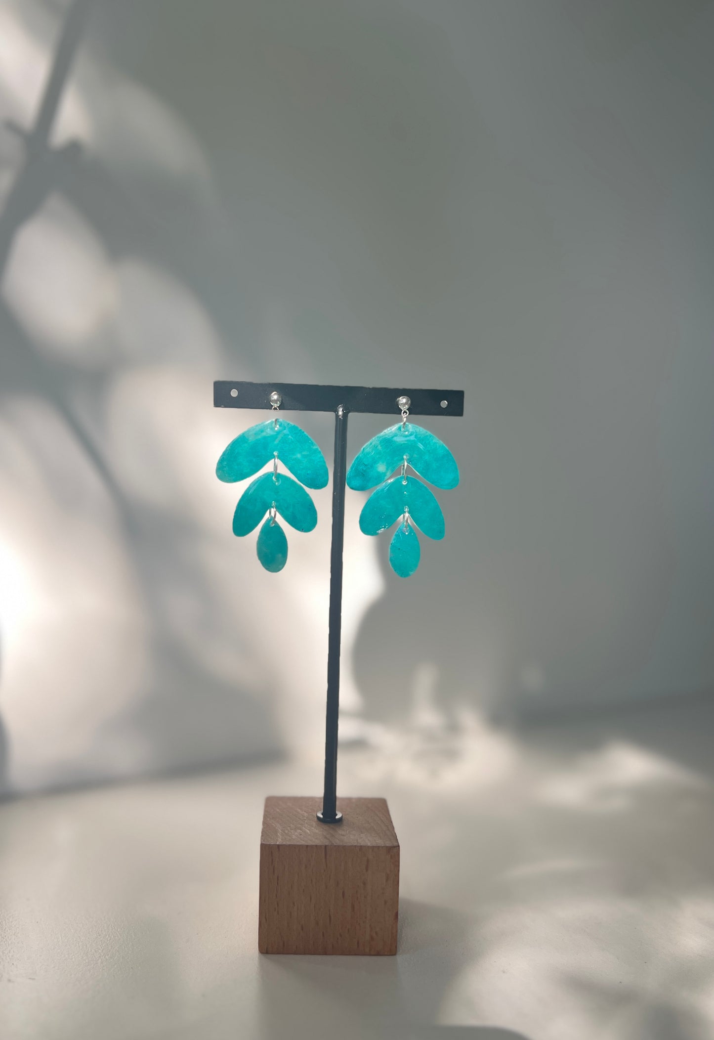 Teal Leaves • Luxurious Artisan Earrings