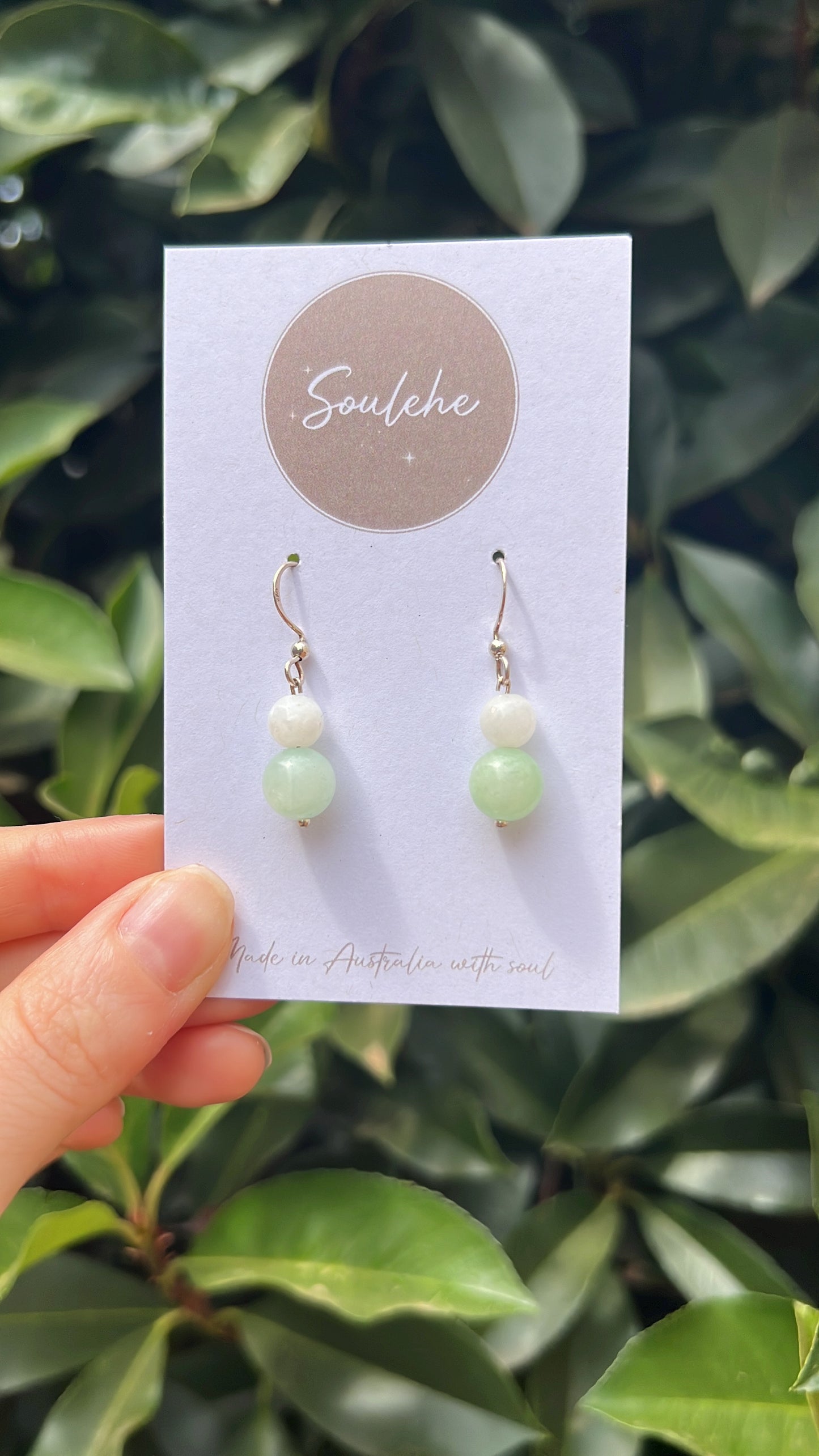 New beginnings x Fertility • Earrings • Burmese Jade & Moonstone & 925 Silver Plated