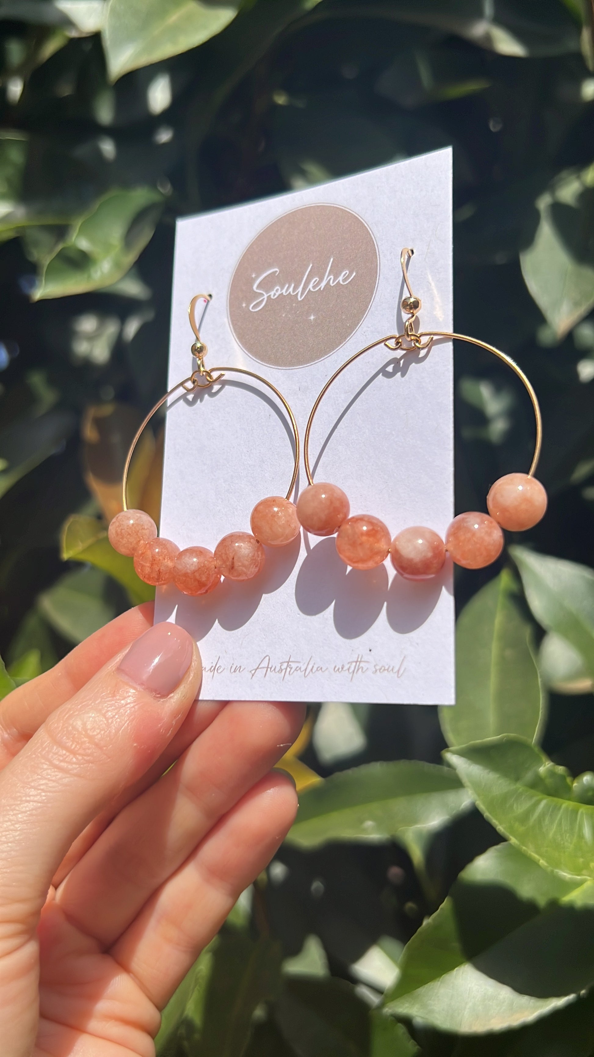 sunstone natural crystal stone earrings