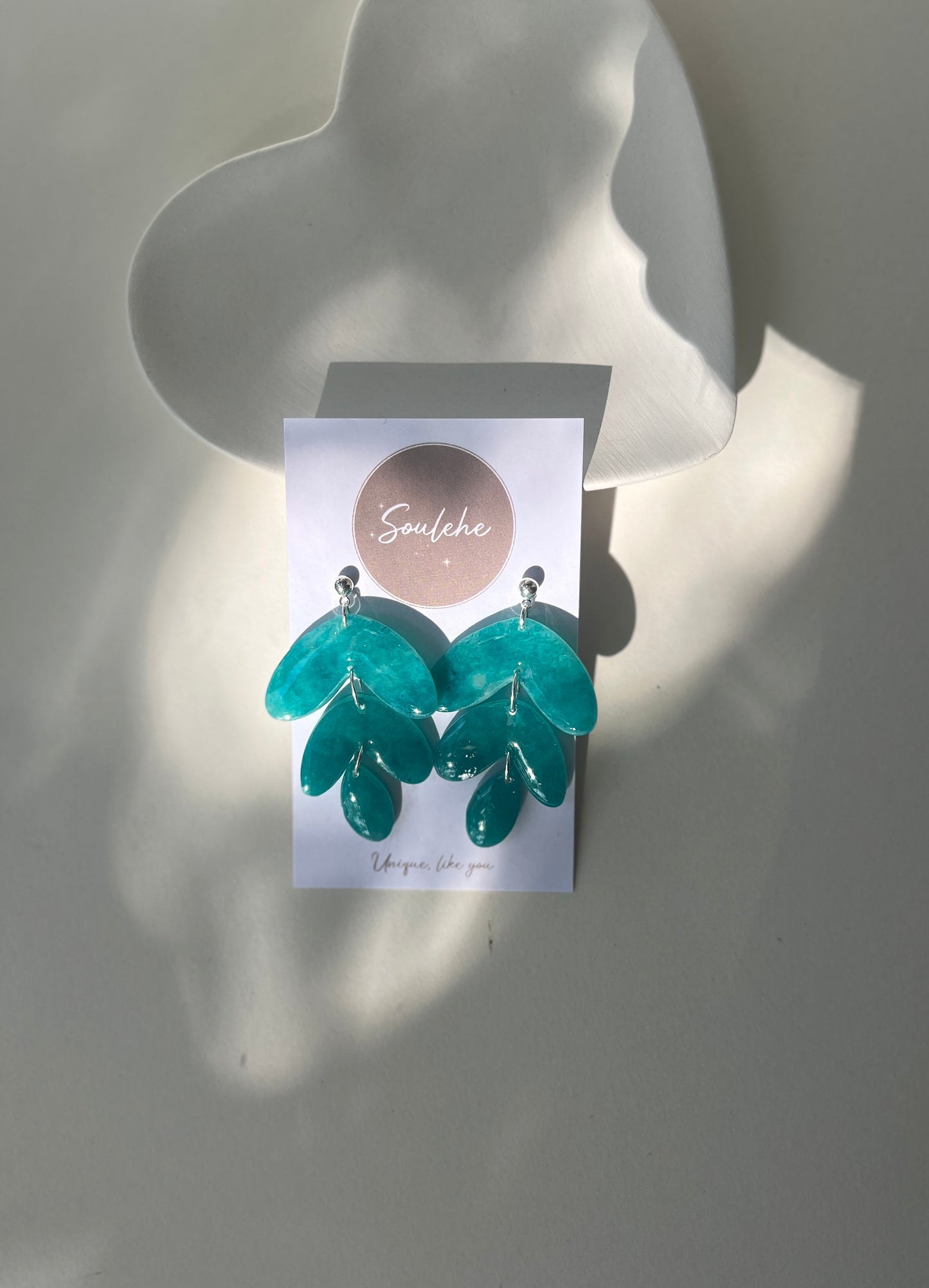 Teal Leaves • Luxurious Artisan Earrings