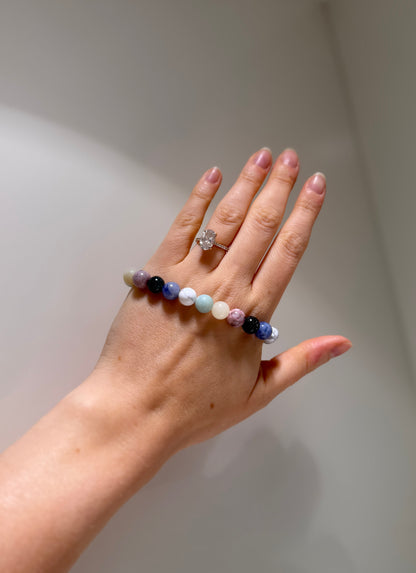 Virgo Luck Bracelet with Amazonite, Pink Zebra, Bamboo Agate, Moss Agate, Blue Sodalite and Howlite, handmade – Soulehe.