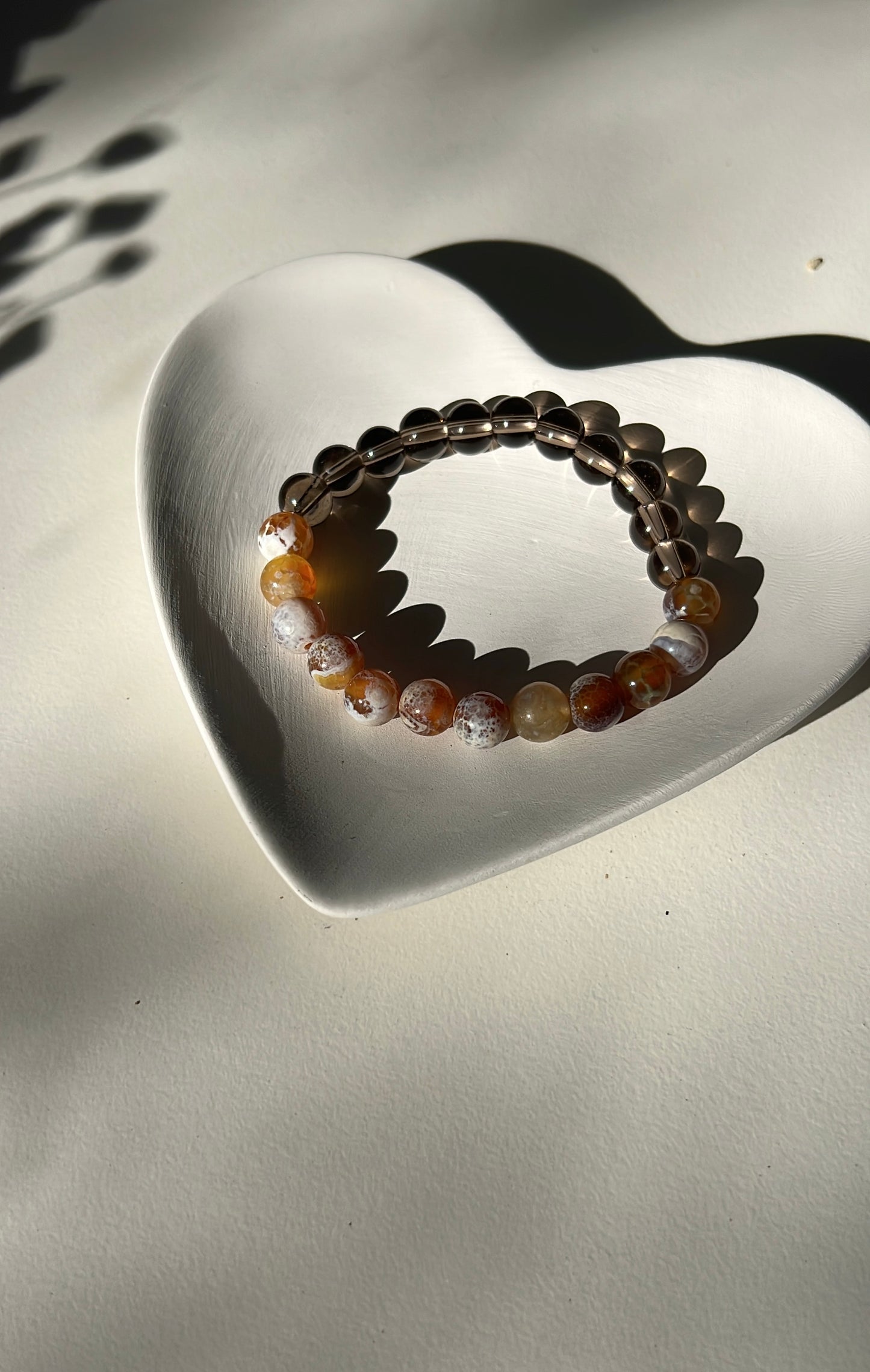 2025 Lucky – Smoky Quartz and Brown Fire Agate Bracelet