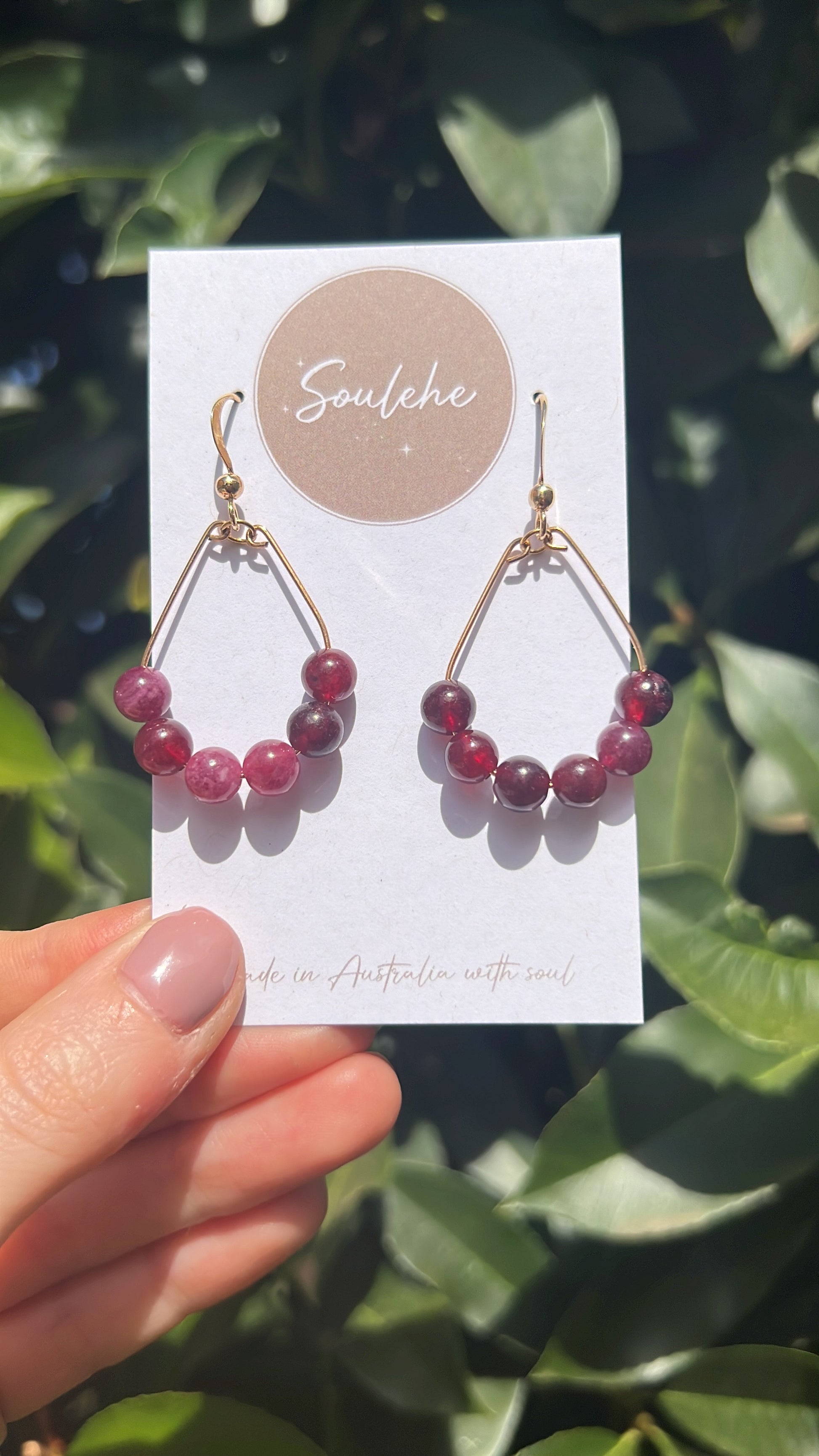 natural garnet earrings