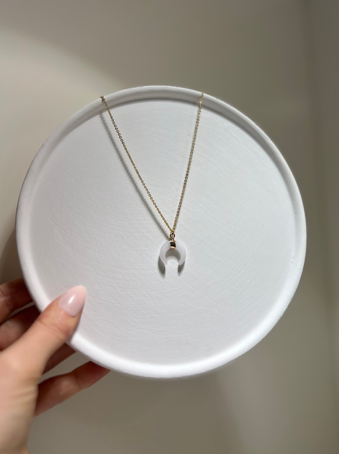 White Agate Moon • 14K Gold plated