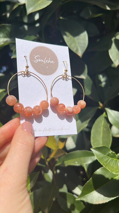 sunstone natural crystal stone earrings