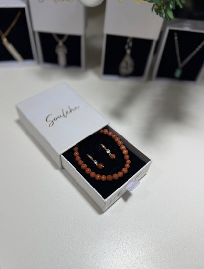 Sandstone bracelet with matching gold Sandstone earrings.