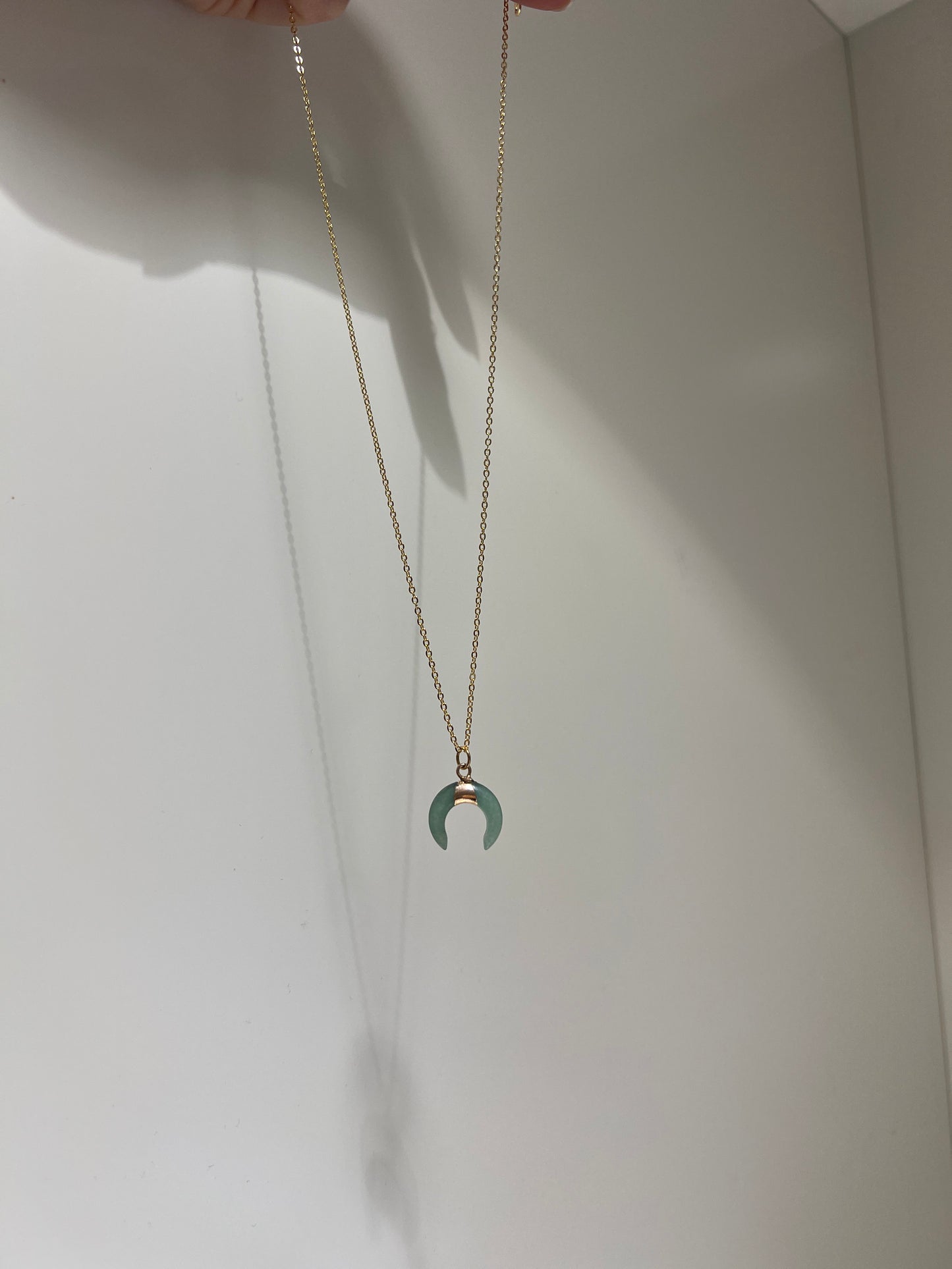 Green Moon • Necklace • Green Aventurine & 14K Gold Plated