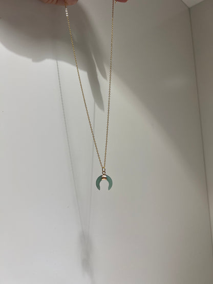 Green Moon • Necklace • Green Aventurine & 14K Gold Plated