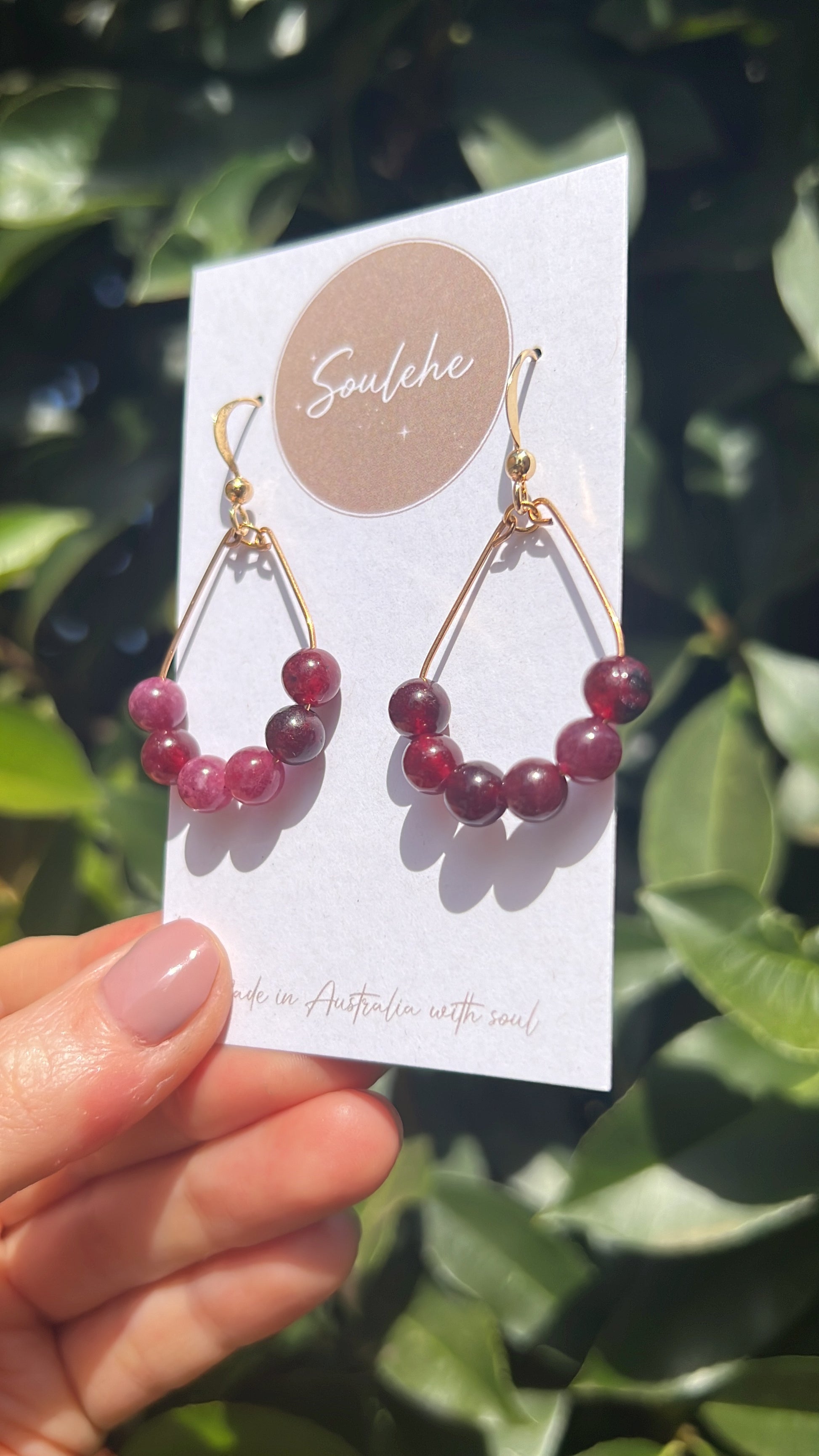 natural garnet earrings