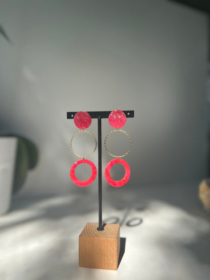 Crimson Triple • Luxurious Artisan Earrings