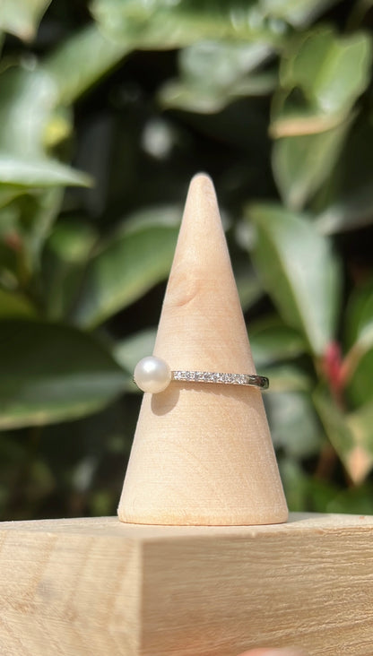 Natural pearl silver ring wedding