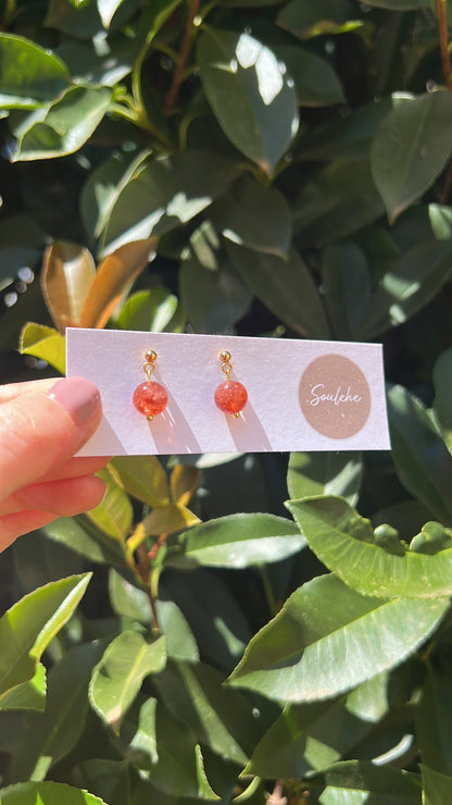 sunstone natural crystal stone earrings