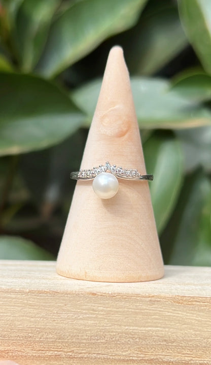 Natural pearl silver ring wedding