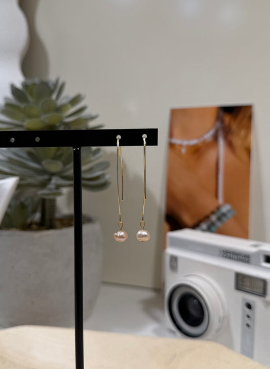 Pink long Pearl earrings
