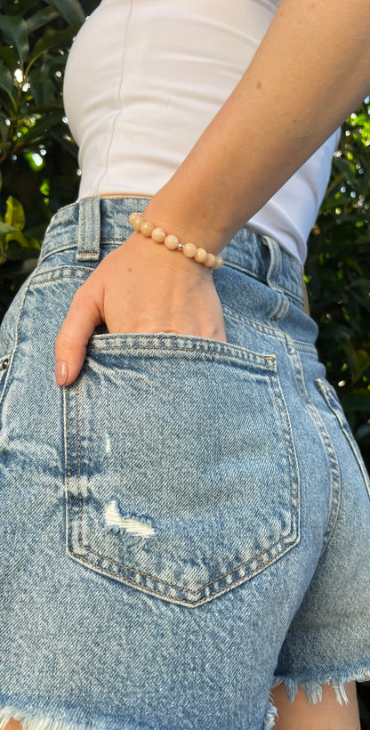 Confidence • Bracelet • Pink Jade & 925 Sterling Silver