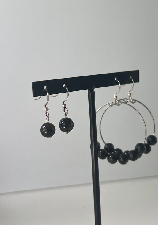 Power x Strength • Earrings • Silver Obsidian & 925 Silver Plated