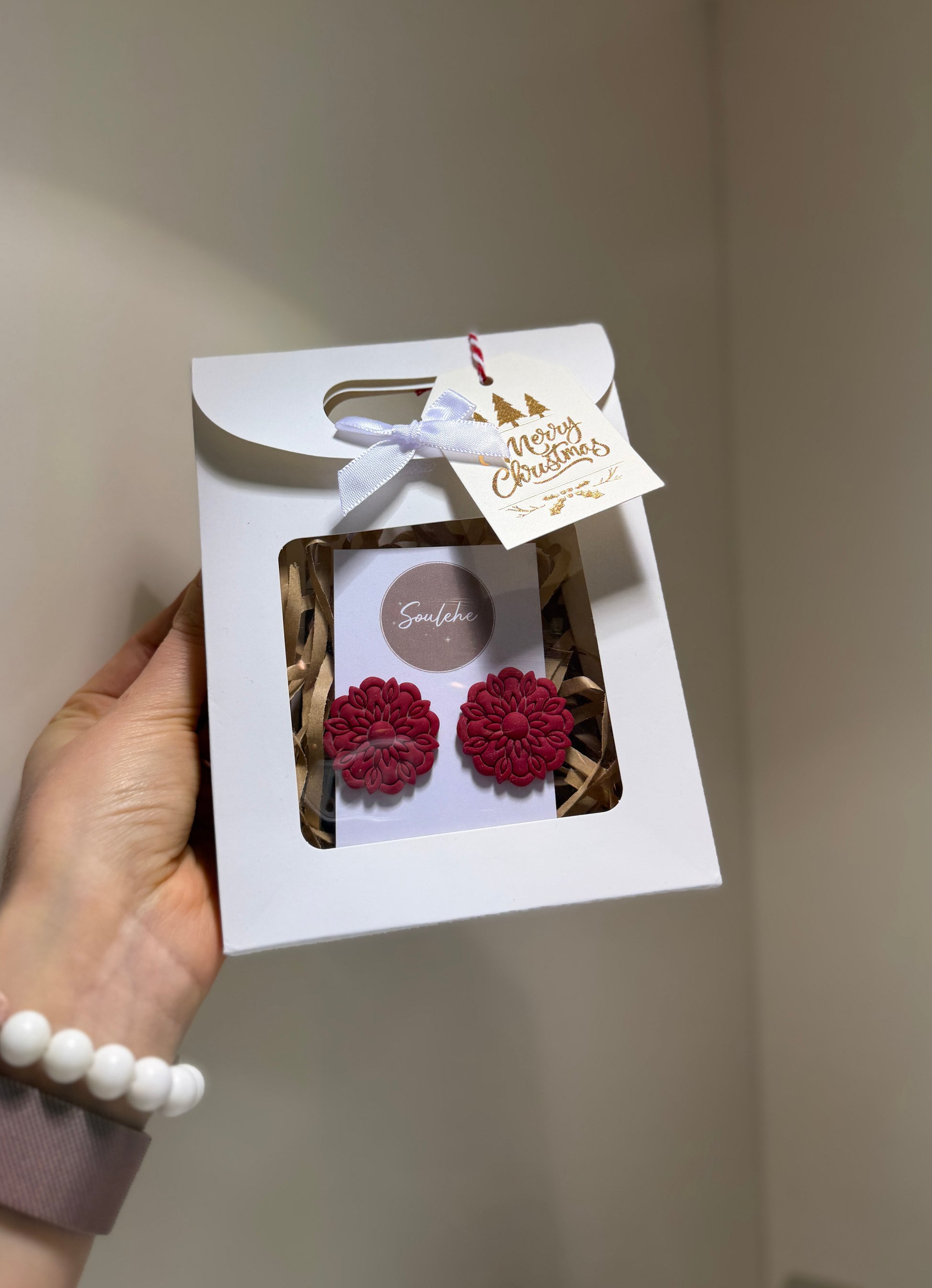 Poinsettia inspired festive earrings