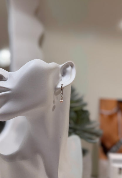 Pink pearl mini drops earrings