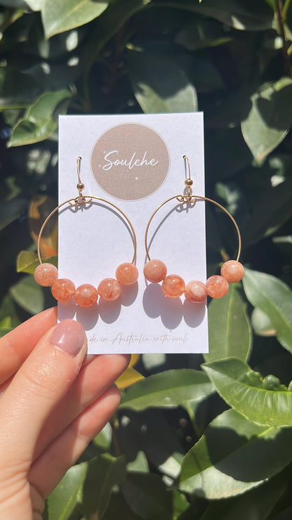 sunstone natural crystal stone earrings