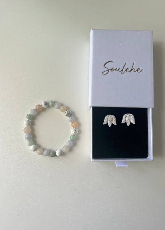 Happiness x Trust Curated Set • Bracelet & Unique Polymer Clay Earrings