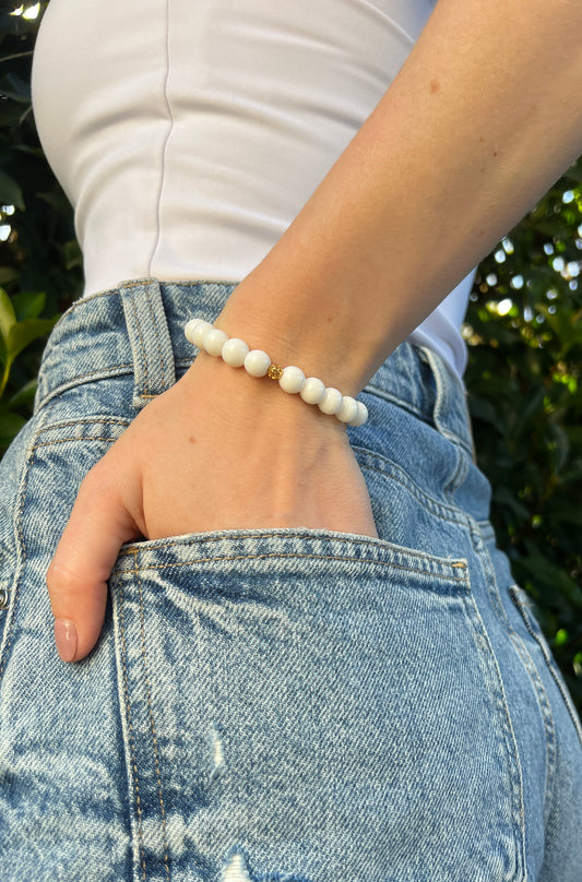 Life force x Freedom • Bracelet • White Agate, 925 Silver or 18K Gold plated