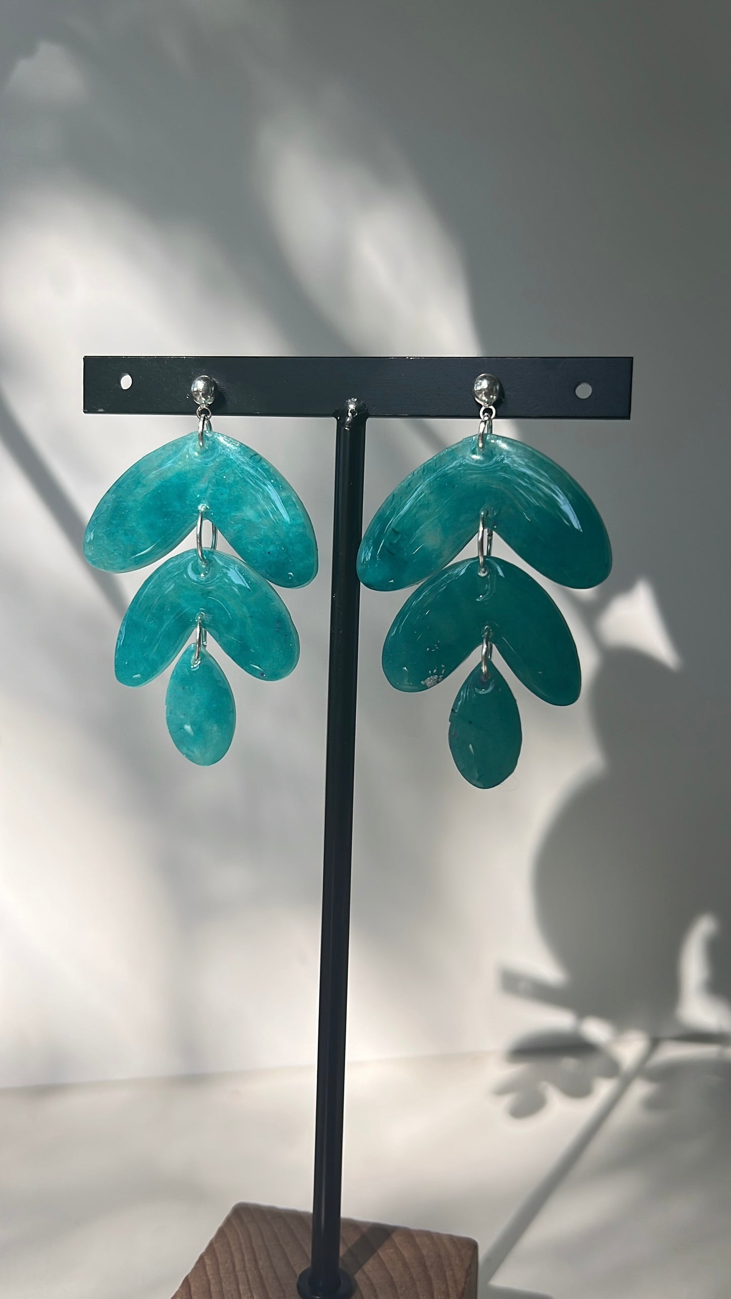 Teal Leaves • Luxurious Artisan Earrings