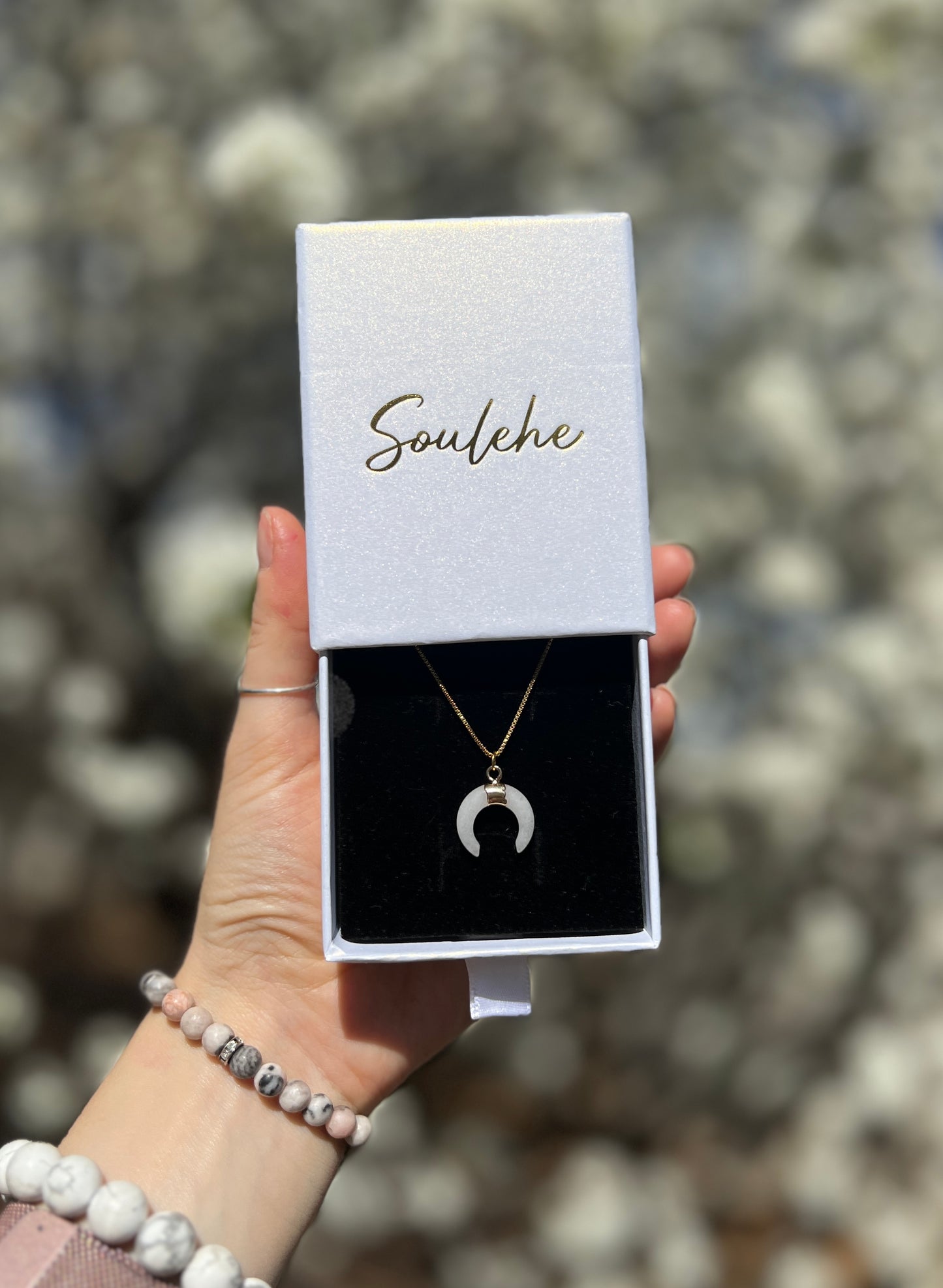 White Agate Moon • 18K Gold Filled