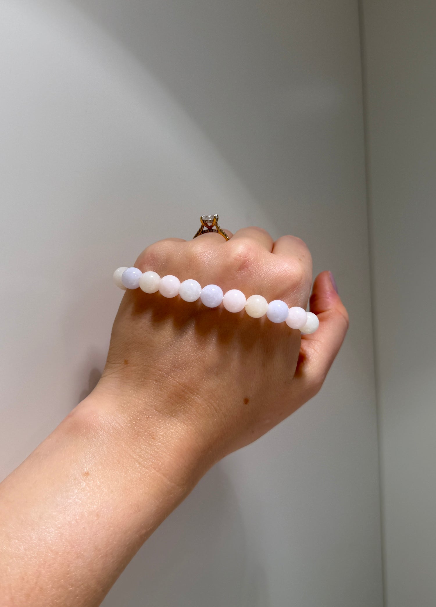 Morganite beaded Soft Heart Bracelet.