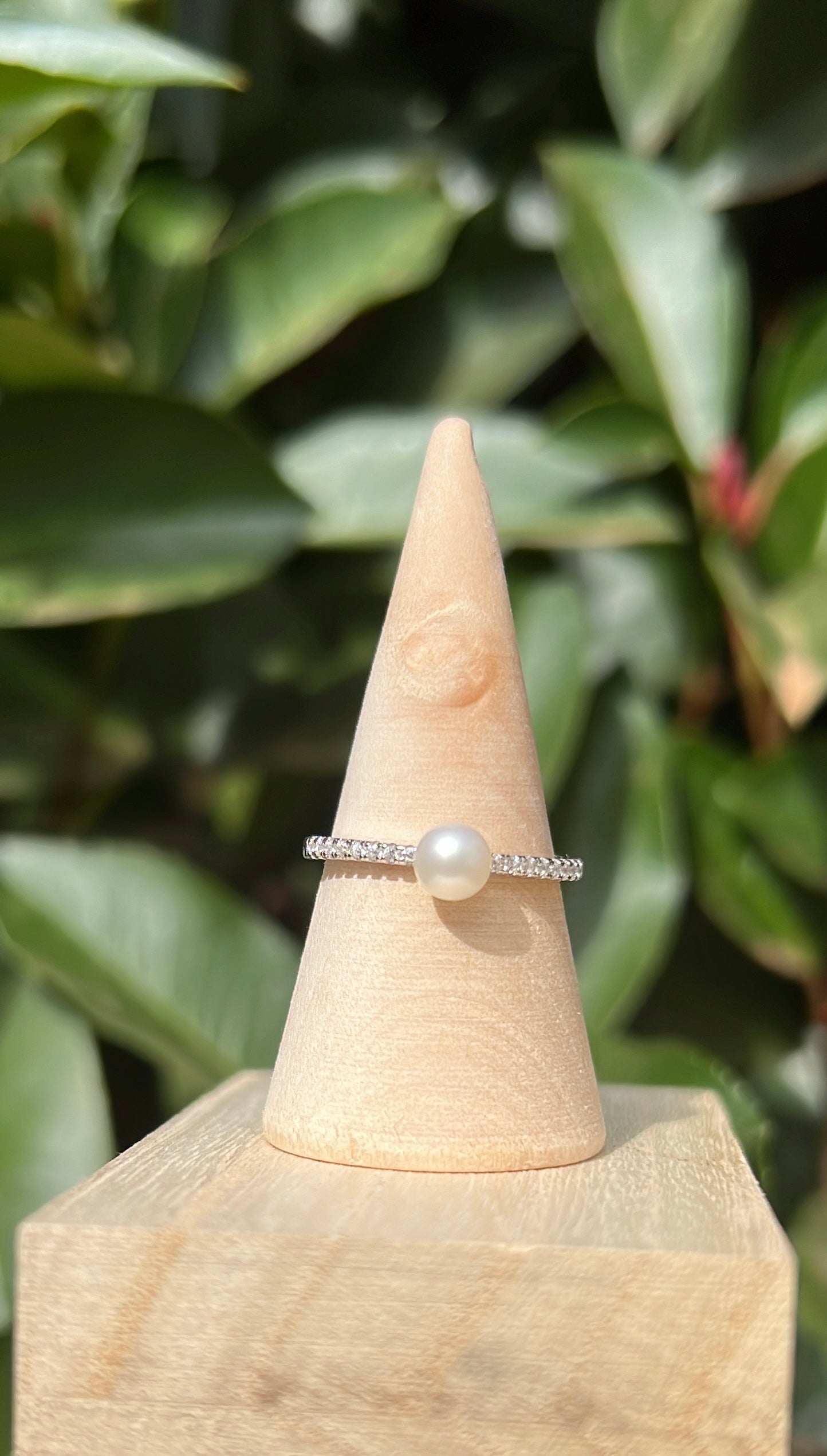 Natural pearl silver ring wedding