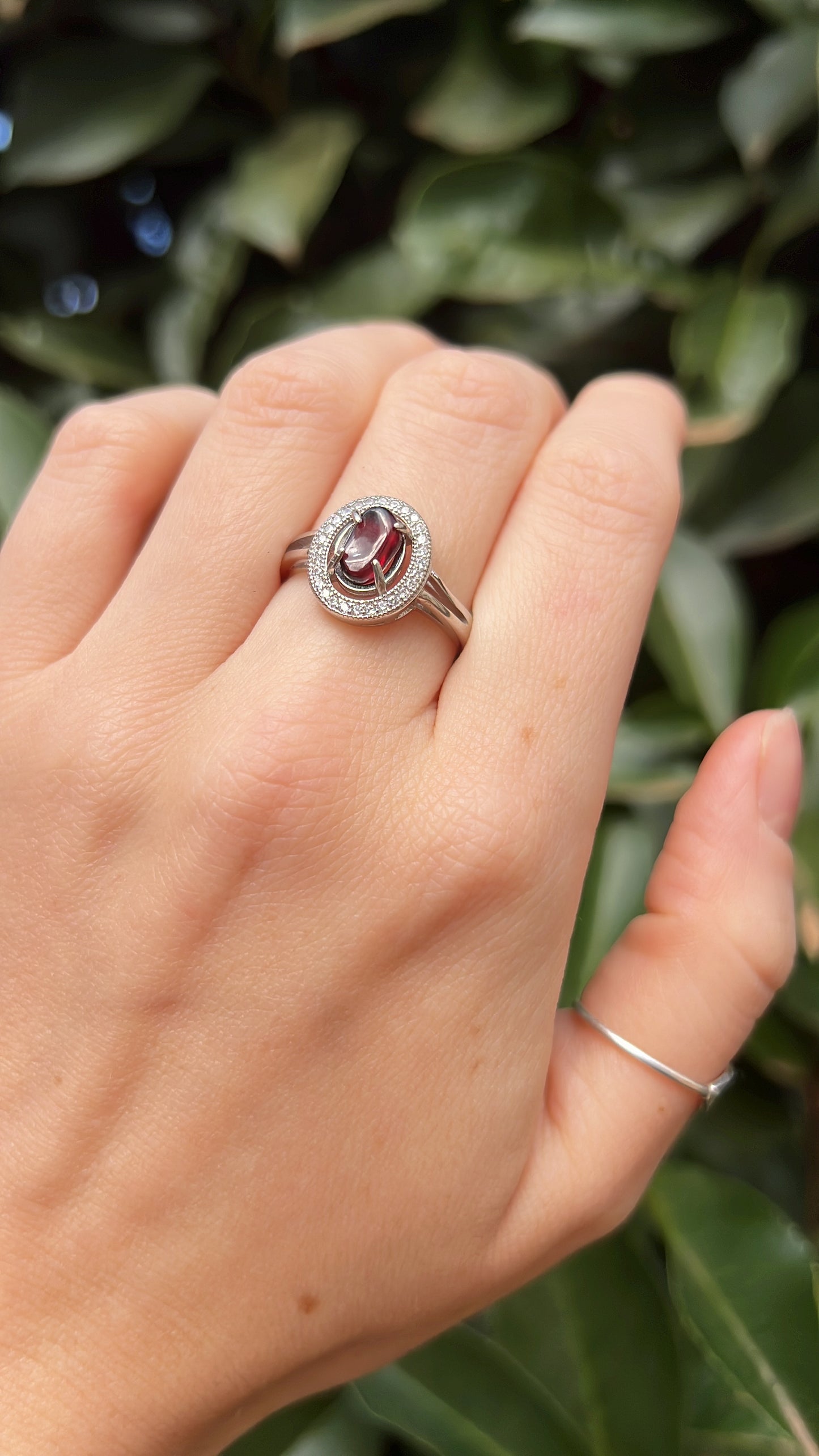 Garnet Oval • 925 Sterling Silver